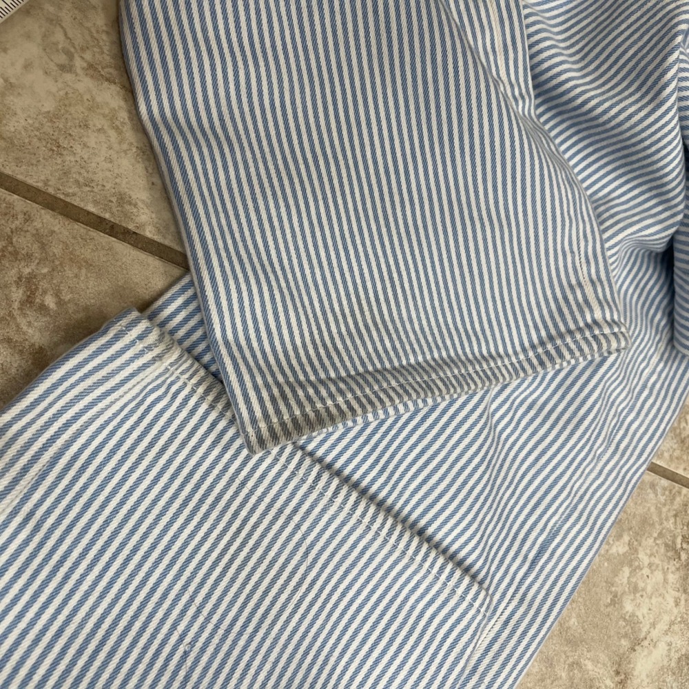 Abercrombie & Fitch 90s Relaxed High Rise Hickory Stripe Jeans Blue White 16LONG - Picture 8 of 13